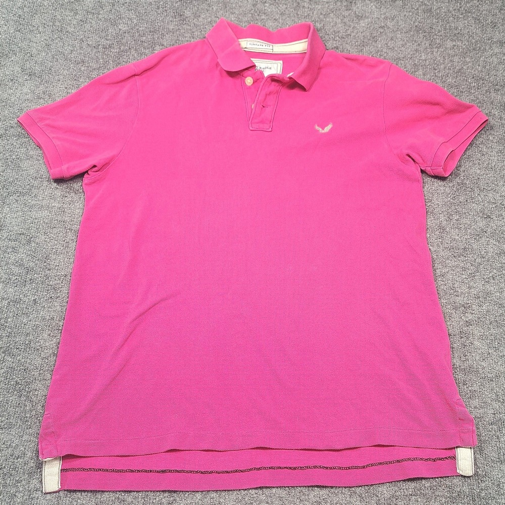 American Eagle Mens Pink Cotton Pique Short Sleeve Vintage Fit Polo Shirt Size M